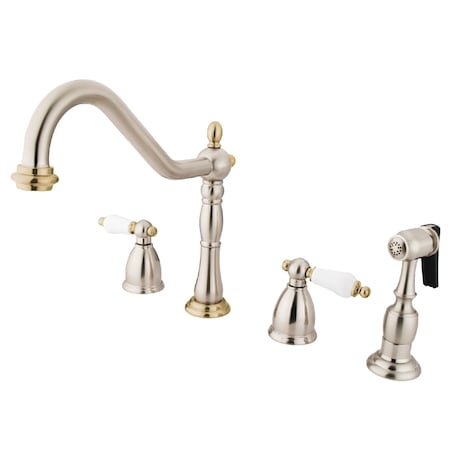 Kingston Brass Widespread Kitchen Faucet, Brushed Nickel/Polished Brass KB1799PLBS